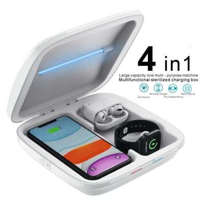 3 in 1 Wireless Charger with UV Sterilizer 10W Qi Fast Wireless Charger Stand Wireless Charging Station for Watch Series 1/2/3/4