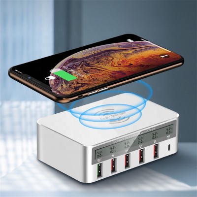 100w Mobile Phone Fast Charging Station USB Travel Power Adapter PD QI Wireless Charger for iPhone iPad Samsung